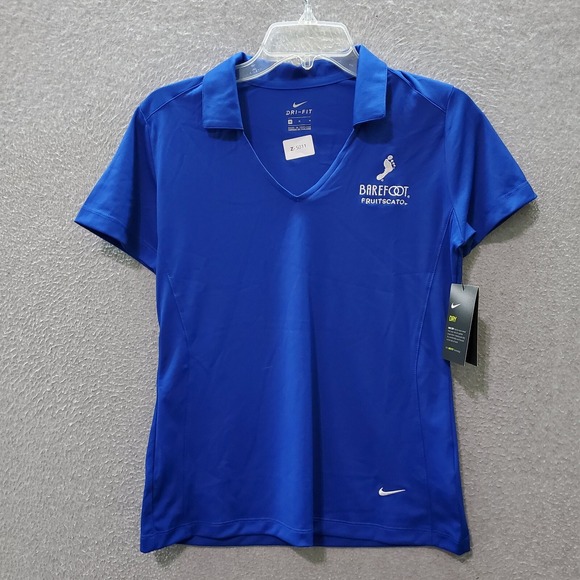 Nike Dry Women Activewear Top M Blue Polo Shirt Golf Dri-Fit Swoosh Logo NWT - Picture 1 of 10